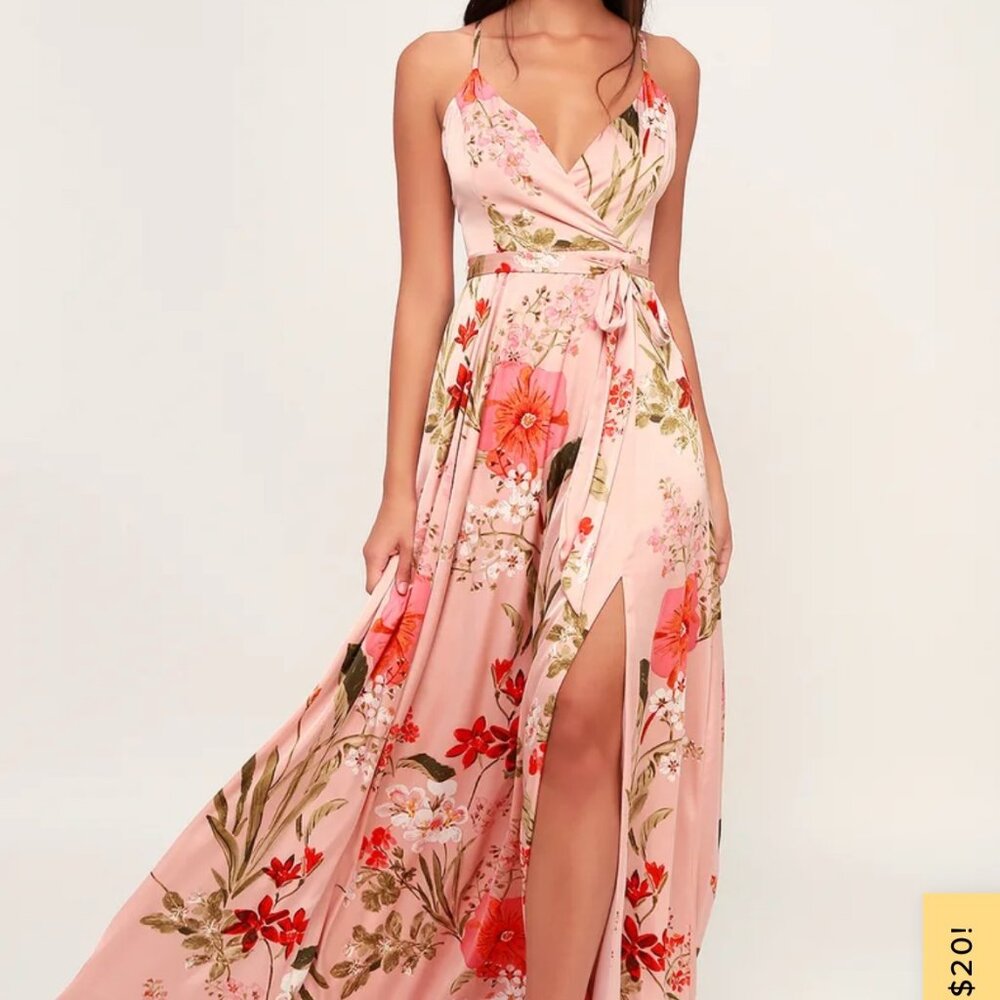 Lulus Blush Pink flowy maxi dress size S * BRAND NEW WITH TAGS